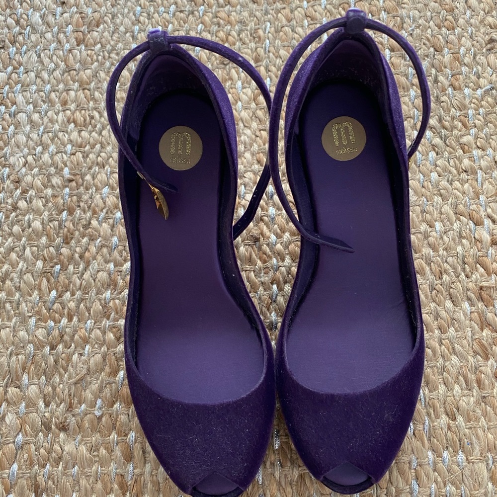 Melissa purple suede wedges size 8 women’s